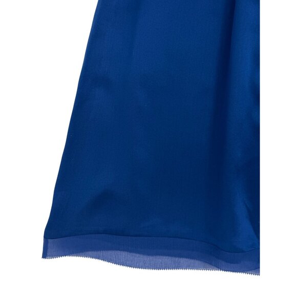 VTG Ann Taylor Royal Blue Silk A-Line Twist Front Mini Dress | 90s Quiet Luxury - Picture 12 of 12